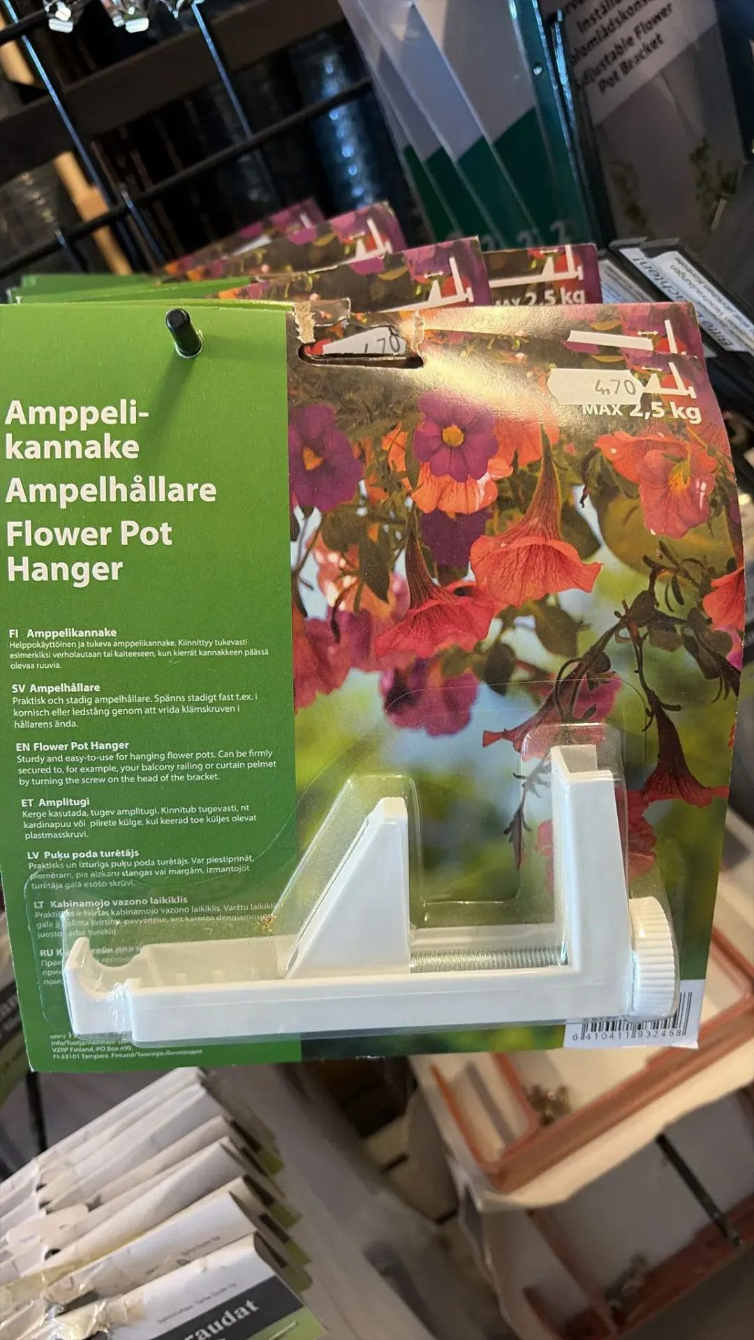 Amppelikannake säädettävä Valkoinen amppelikoukku