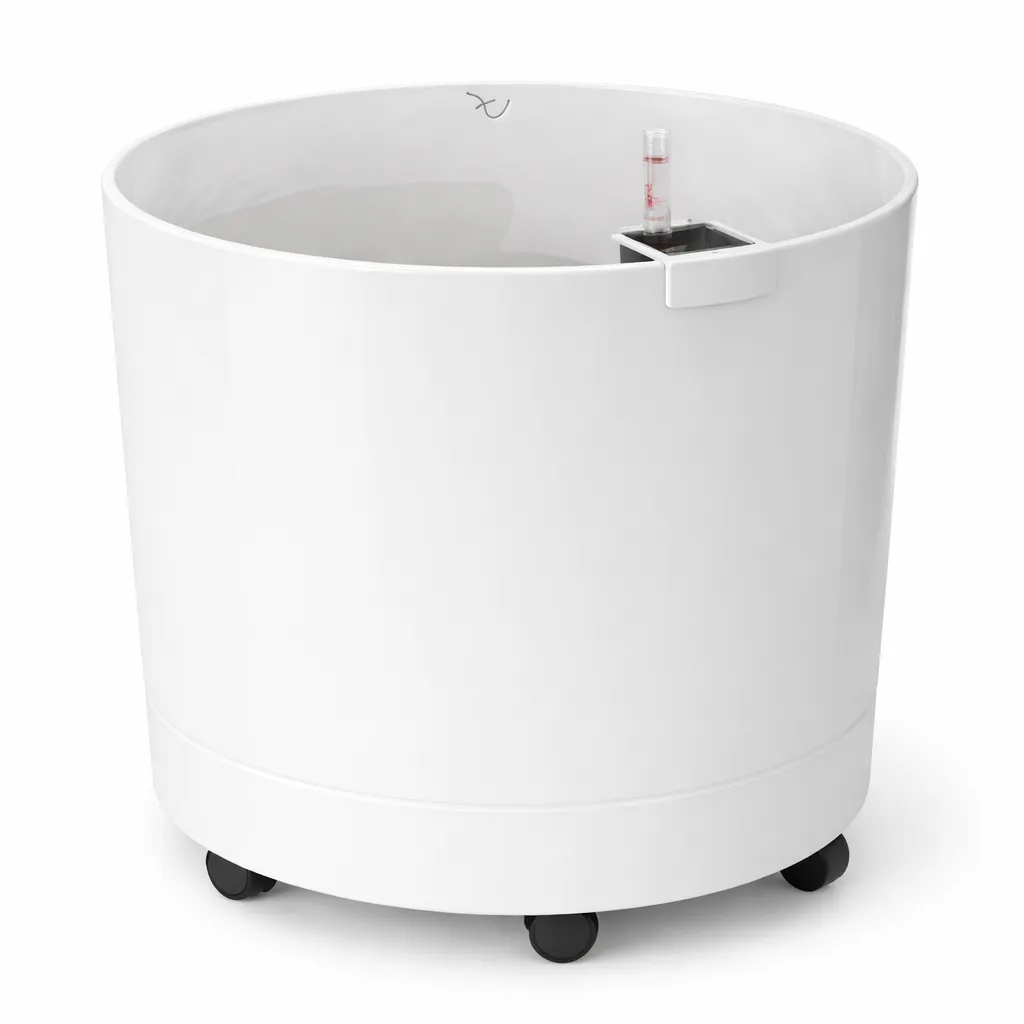 Altakasteleva kukkaruukku pyörillä valkoinen Ø42 × 42 cm