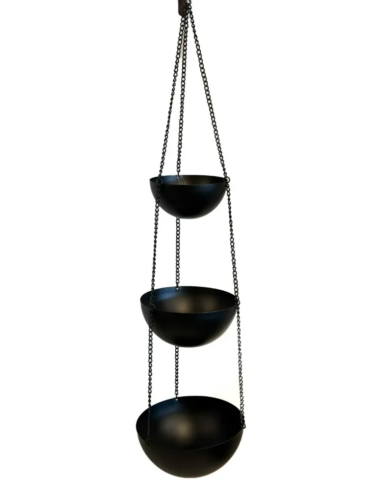 Kolmitasoinen Amppeli Musta – 3 ruukkua