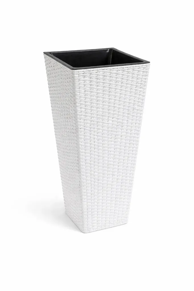 Terassiruukku Rattan 28,5 × 28,5 × 57,5 cm valkoinen