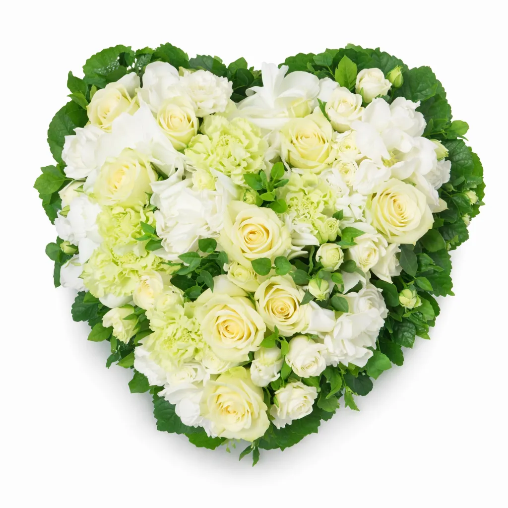 Kukkaseppele Muisto – valko-vihreä sydän (Ei)