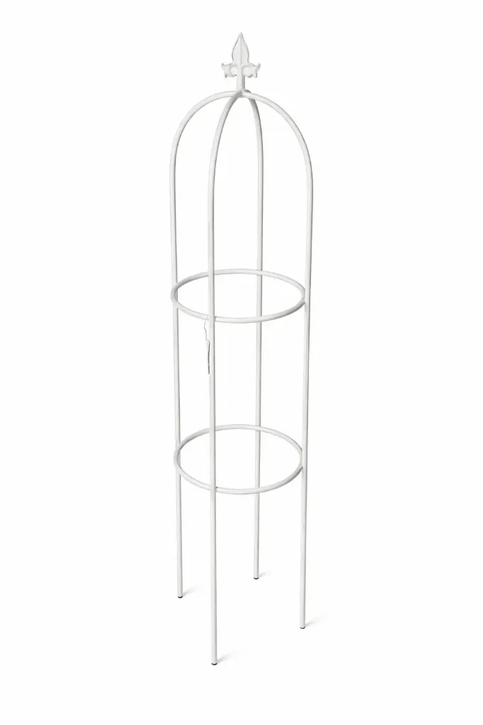 Kasvituki obeliski 110 cm valkoinen metallinen