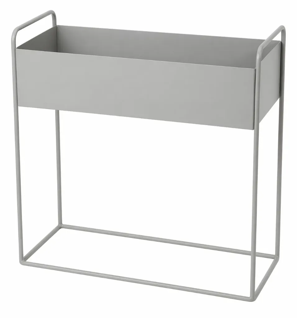 Kukkalaatikko jalalla harmaa metalli 63x47x18cm