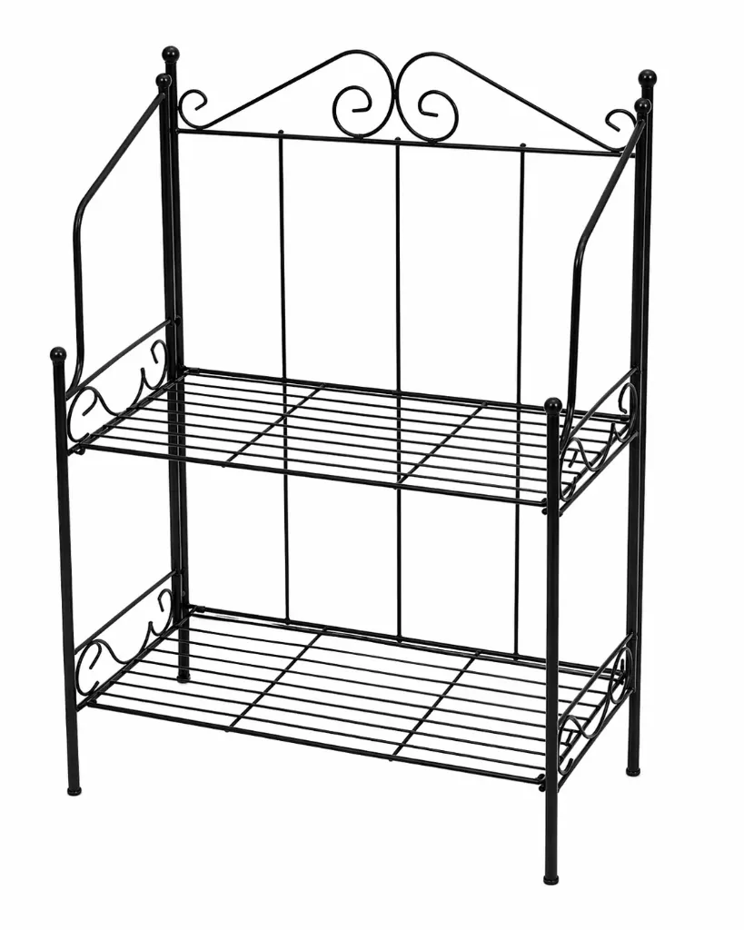 Taittuva etagere kukkateline musta 2-tasoinen