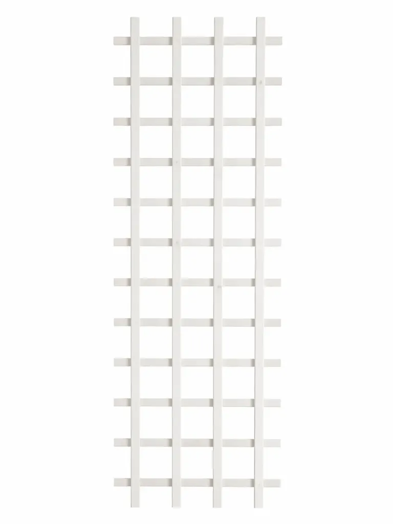 Valkoinen puinen kukkaristikko 50x180cm