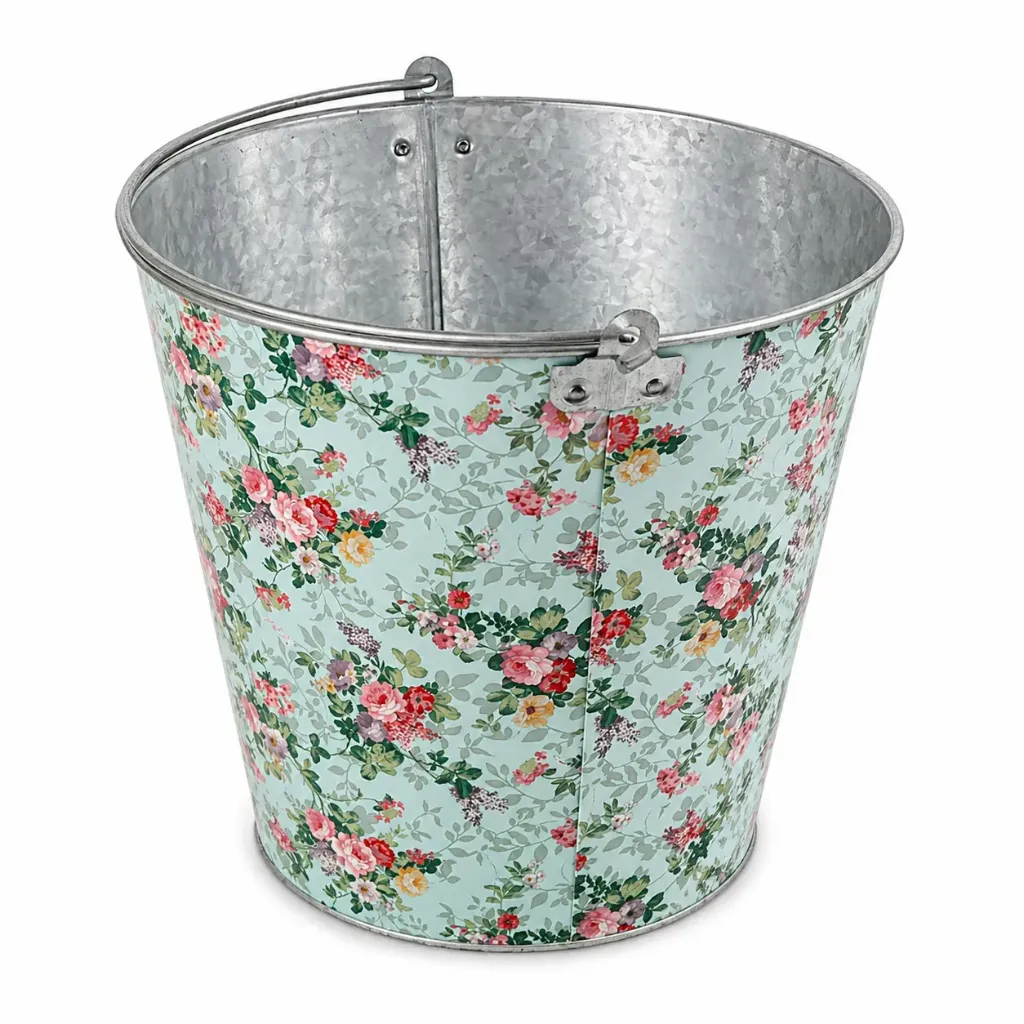 Sinkkiämpäri kukka metallinen 11l