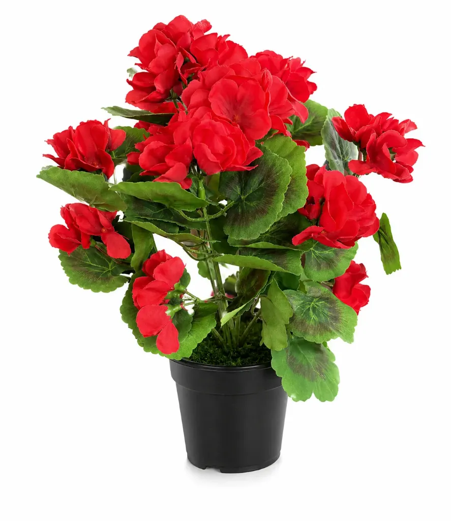 Pelargonia punainen tekokukka ruukussa 33 cm