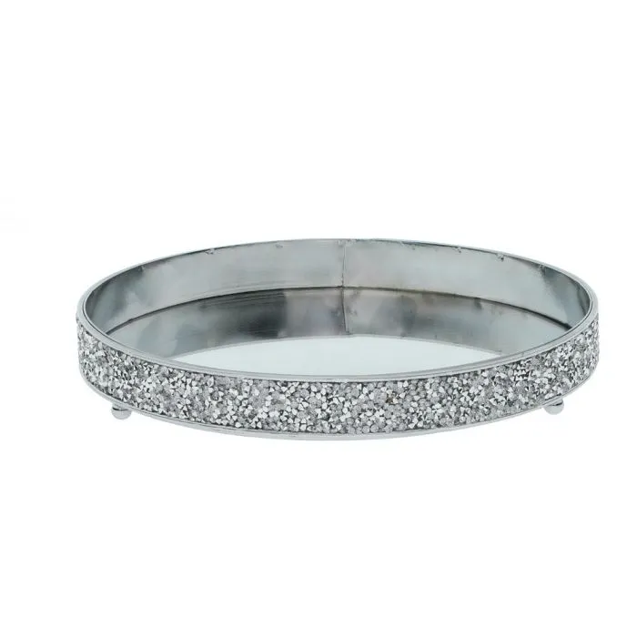 Glitter Mirror kynttilänalunen 20,5 cm – Hopeinen peilipintainen sisustusalusta | 4 Living Collection
