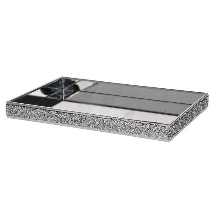 Mirror Glitter kynttilänalunen 19 × 29 cm – Hopeinen peilipintainen sisustusalusta | 4 Living Collection