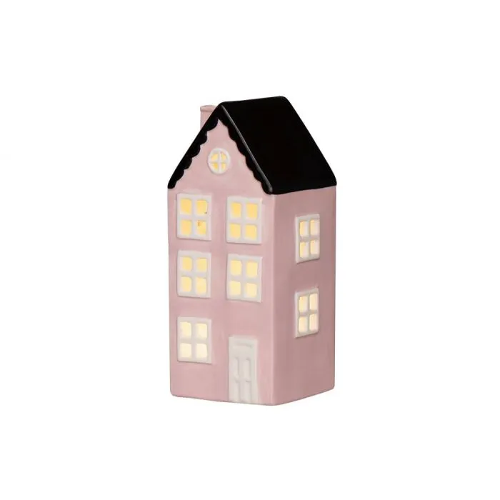 Talolyhty vaaleanpunainen LED-valoilla 21 cm