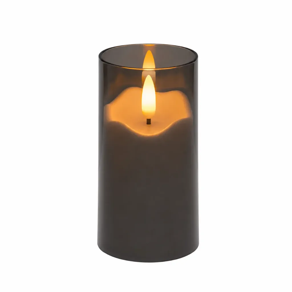 3D LED-pöytäkynttilä 10,5 cm – 3D-liekki, savun harmaa