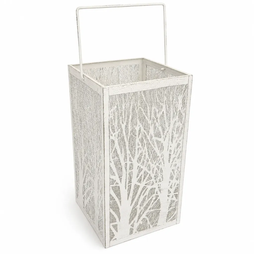 Metsän lumous -lyhty valkoinen 34,5 cm