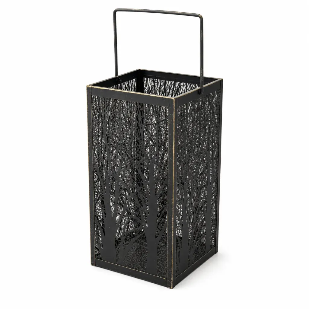 Metsän lumous -lyhty 27 cm musta