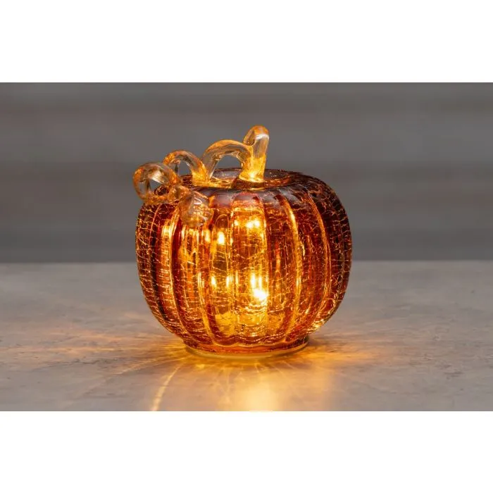 LED-kurpitsa särölasia 12 cm, oranssi – Finnlumor