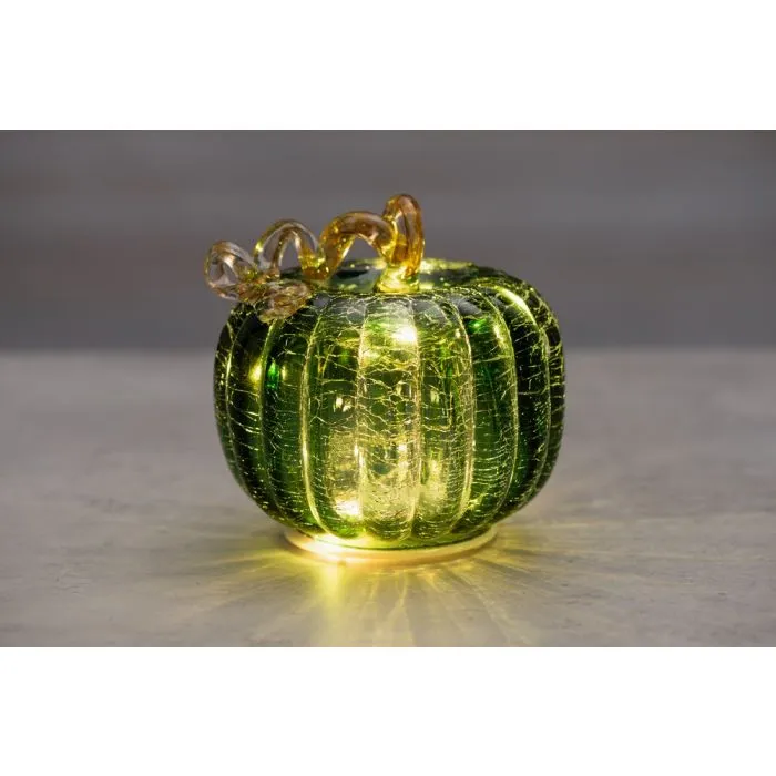 LED-kurpitsa särölasia 12 cm, vihreä – Finnlumor