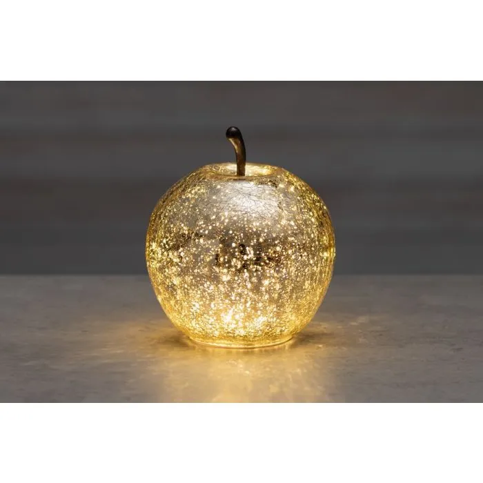 Lasiomena LED-valoilla 17 cm, hopeoitu kulta – Finnlumor