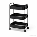 Korivaunu 3-tasoinen pyörillä musta 44x31x71 cm