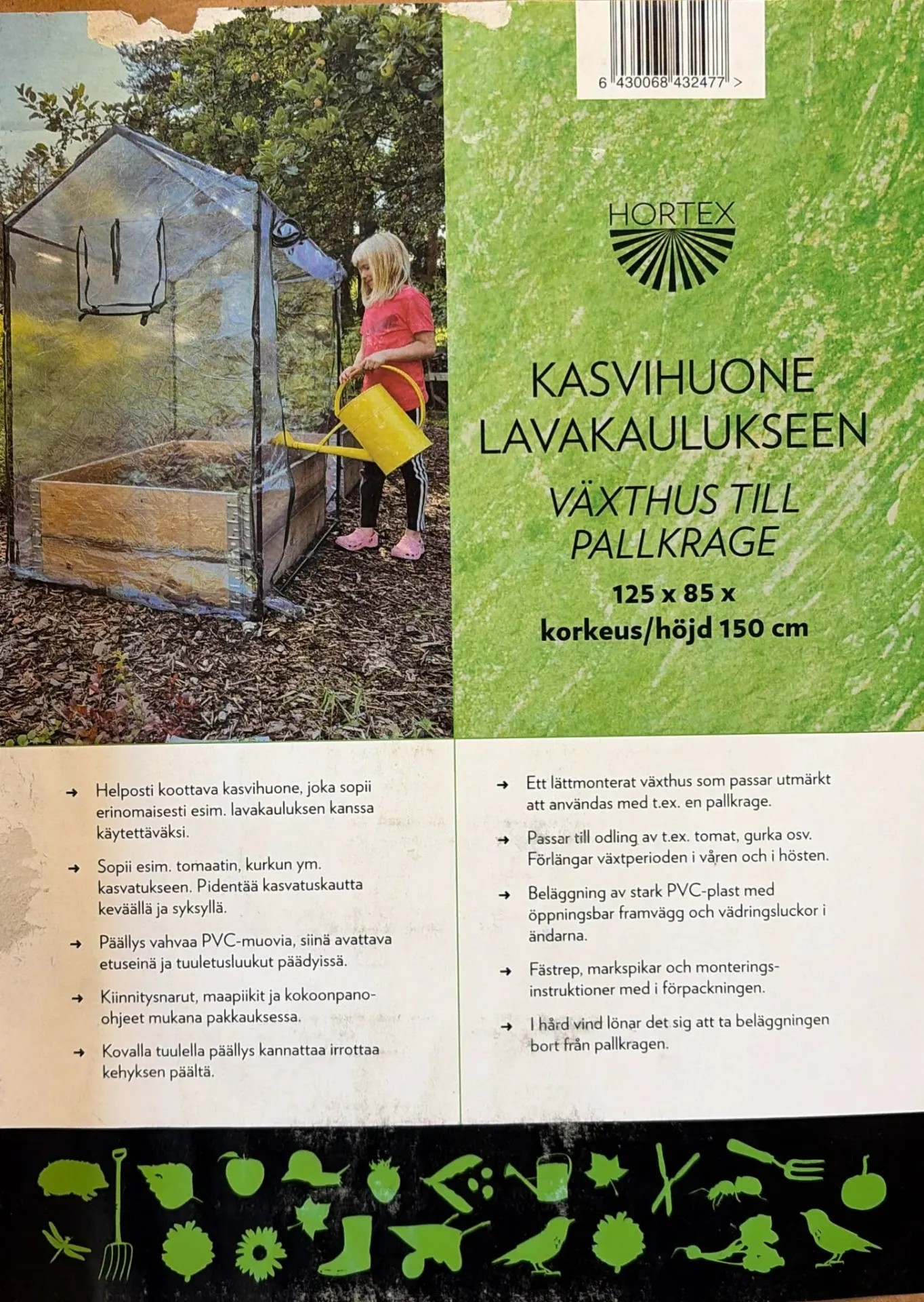 Kasvihuone lavakaulukseen 85x125x150cm